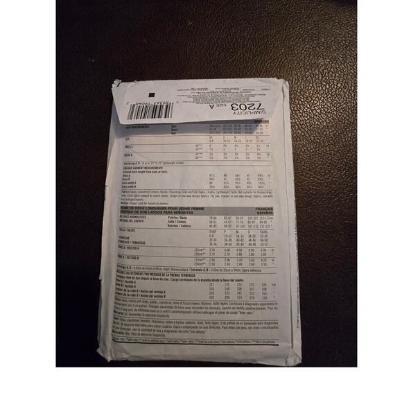 Simplicity Dress Pattern 7203 SZ A Uncut - Picture 2 of 2